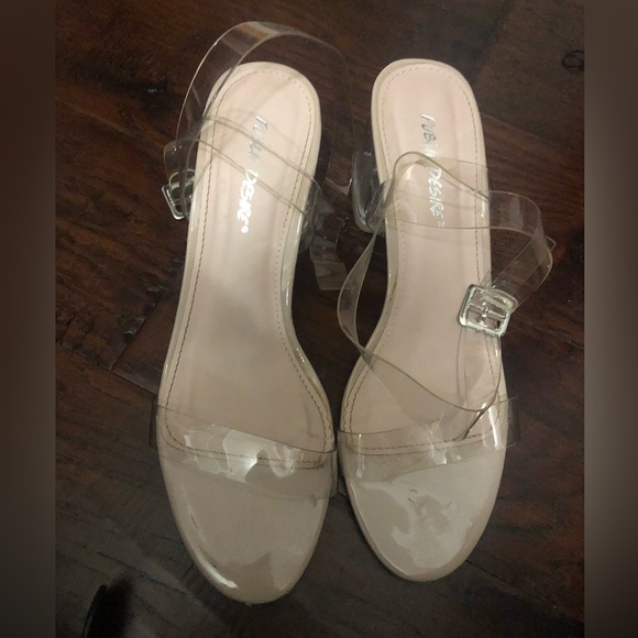 Public Desire Clear Block Heels Size 6 - Picture 3 of 4